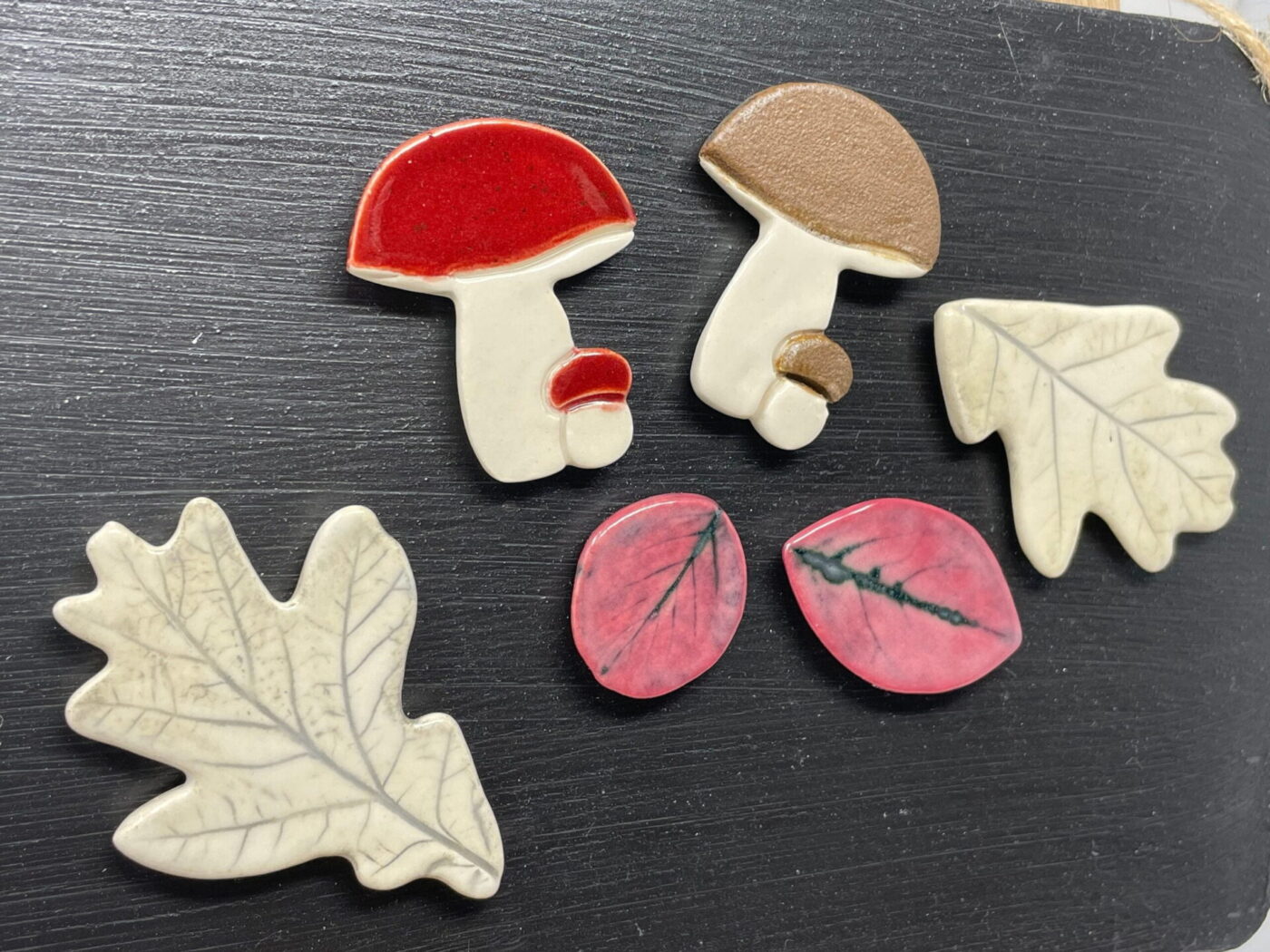 Mushrooms & Autumn Leaves Magnet Set — detail view
