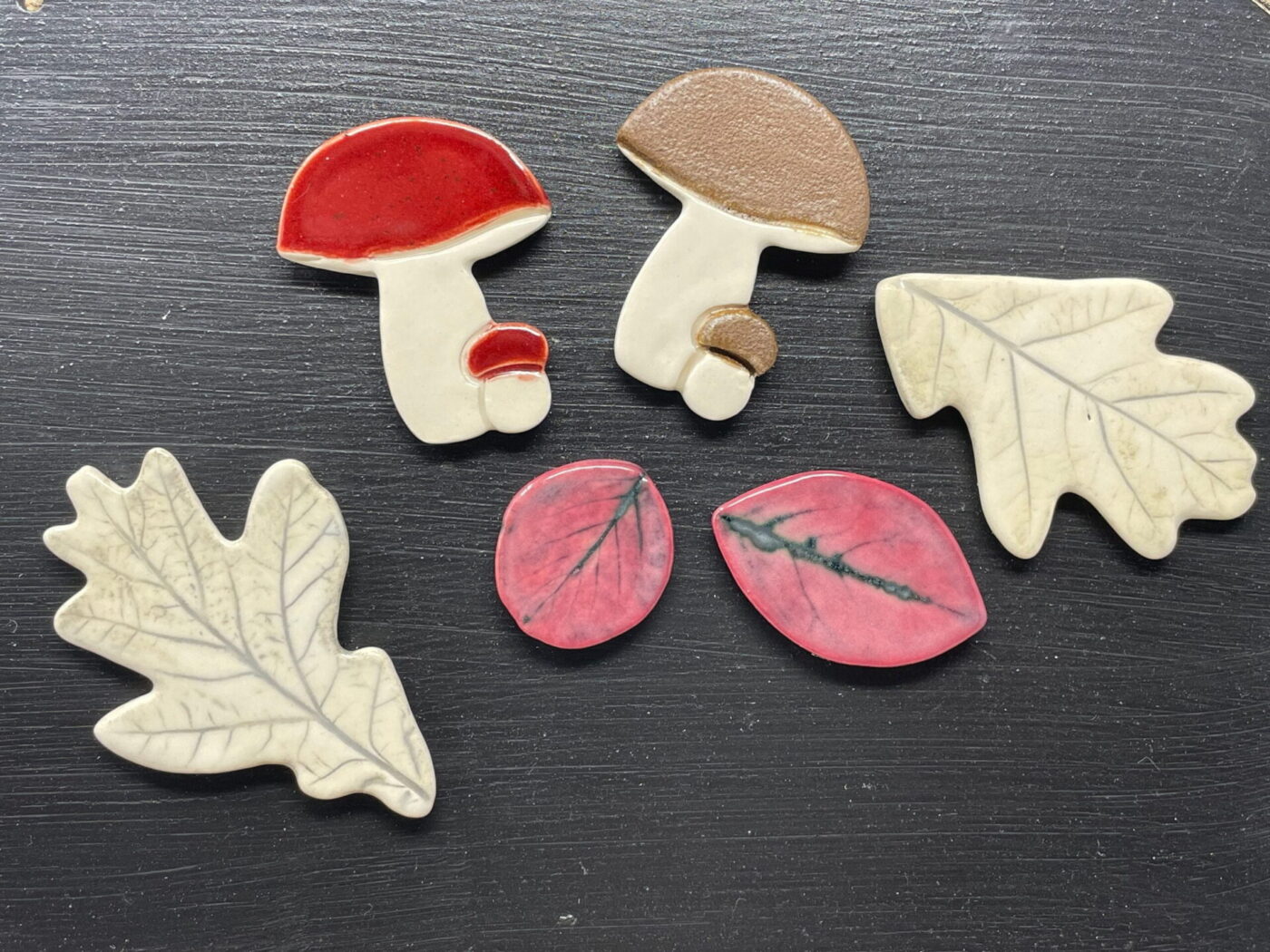 Mushrooms & Autumn Leaves Magnet Set — back view