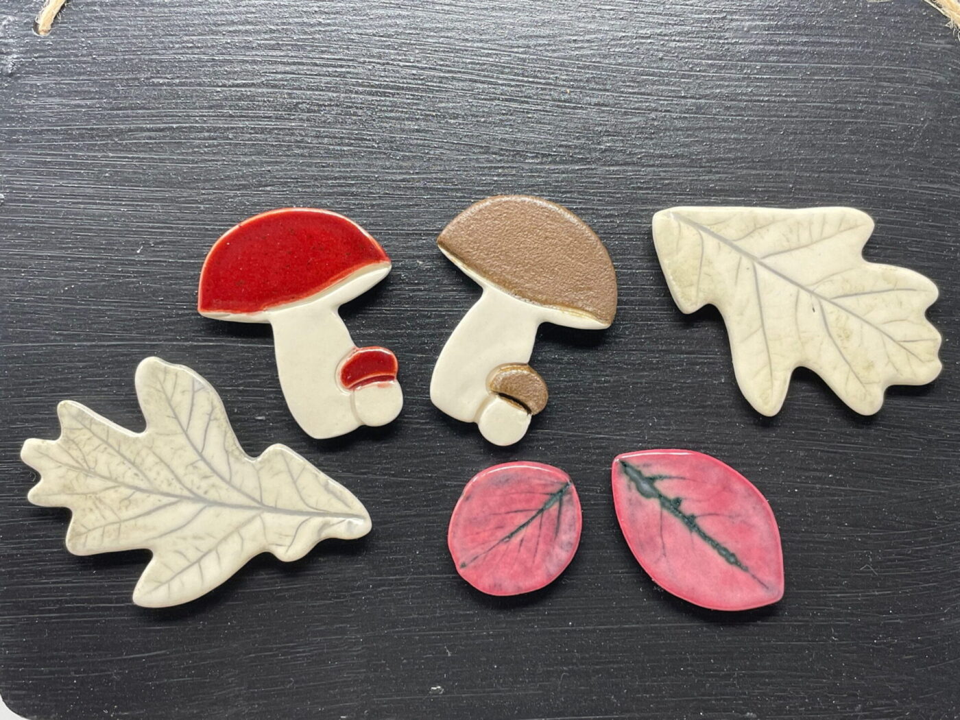 Mushrooms & Autumn Leaves Magnet Set — side view