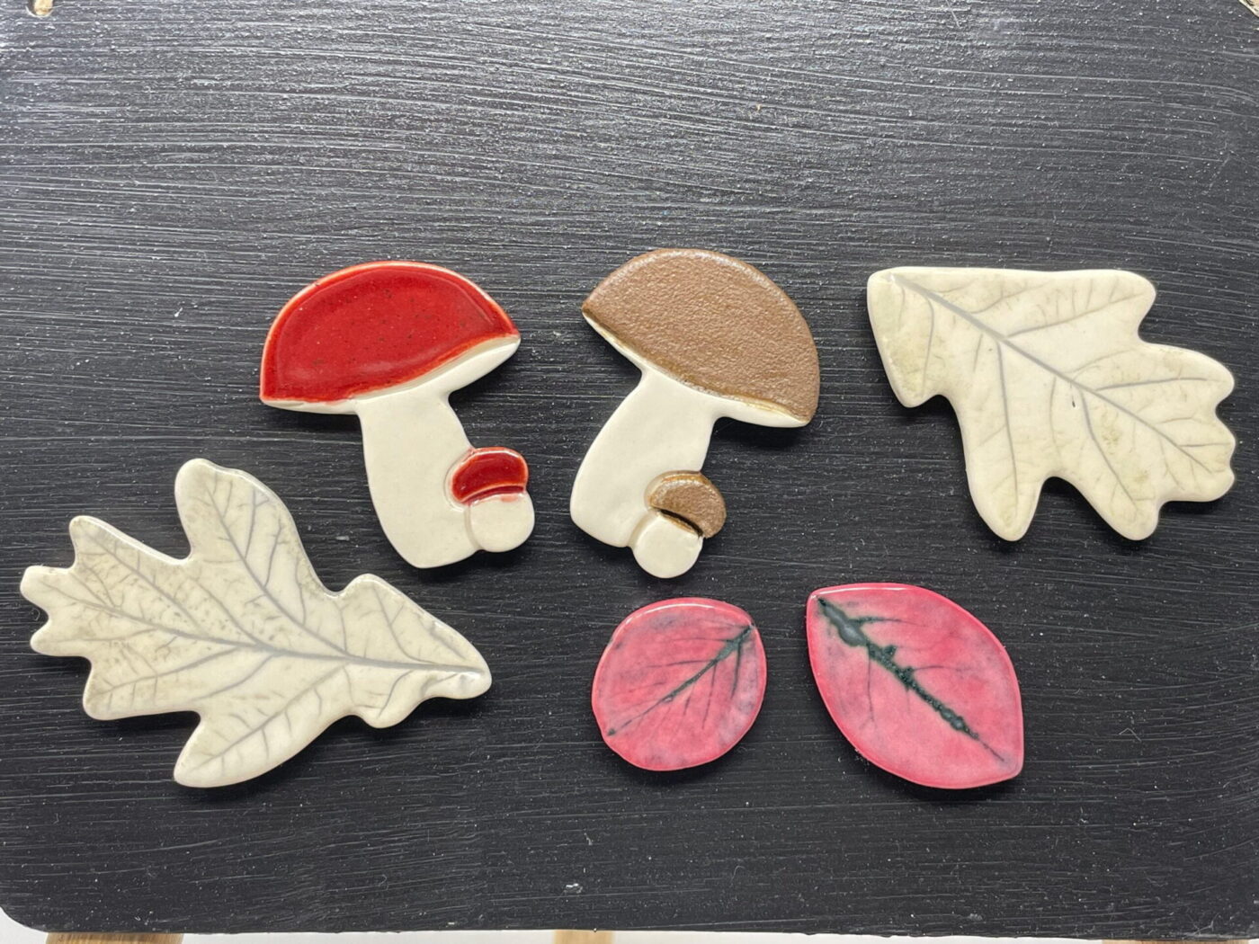 Mushrooms & Autumn Leaves Magnet Set — top view
