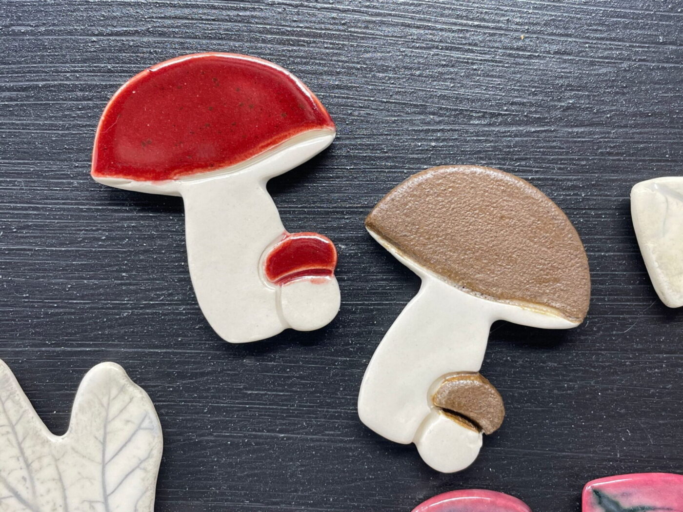 Mushrooms & Autumn Leaves Magnet Set — in use