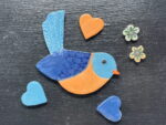 Set of 6 Nature inspired magnets including a cute bird, three love hearts and two small flower fridge magnets