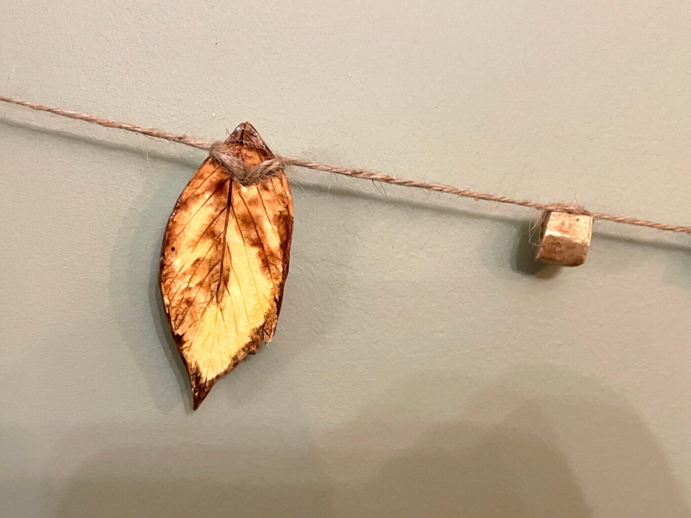 Ceramic Autumn Leaf Garland — Green, Yellow & Brown — top view