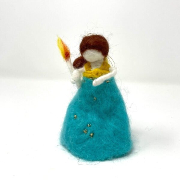 Needle felted handmade lady hanging ornament with a candle