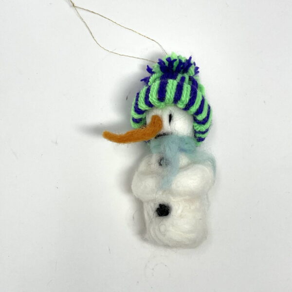Mini wool needle felted snowman hanging Christmas ornaments