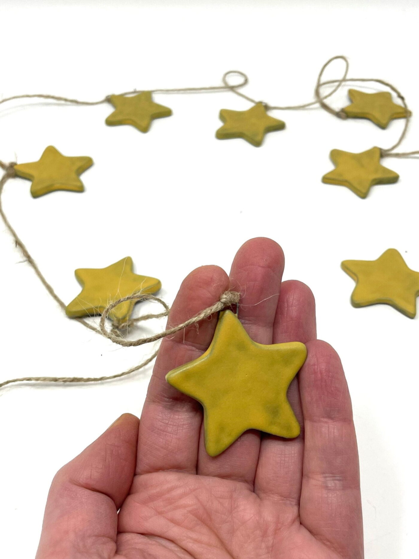 Satin Yellow Ceramic Star Garland