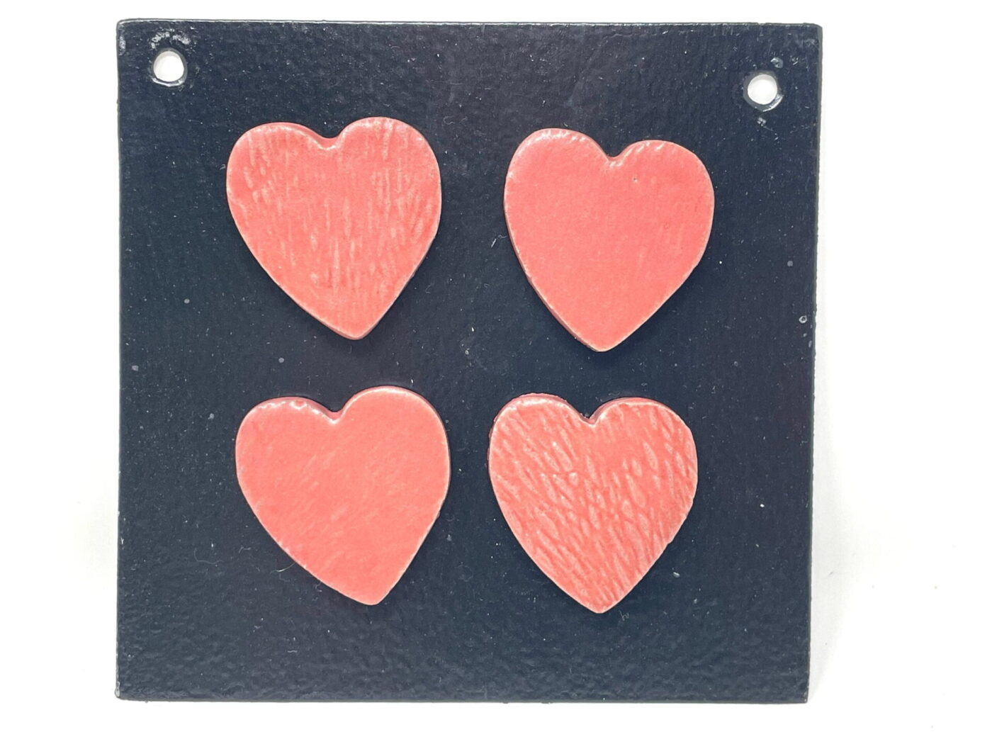 Satin Matte Red Heart Magnets — Set of 4 — detail view