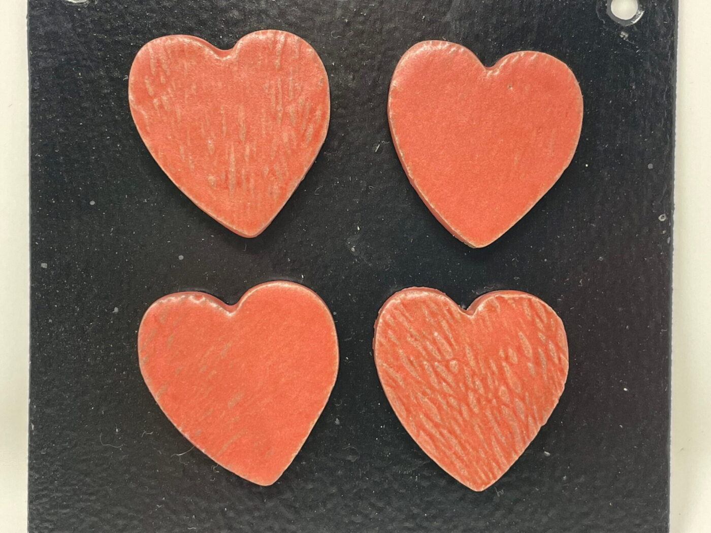 Satin Matte Red Heart Magnets — Set of 4 — close-up