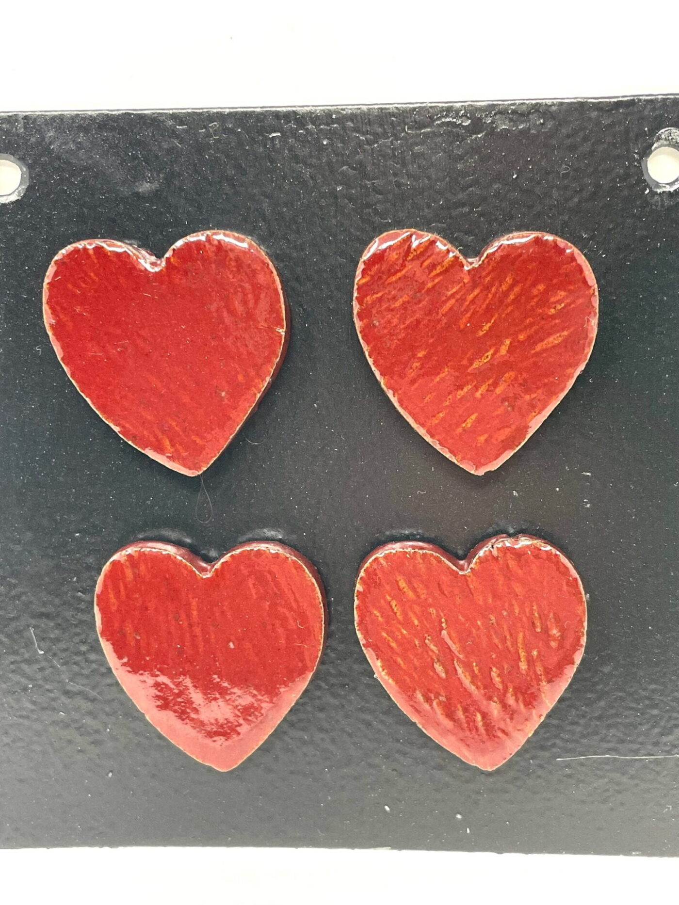 Firebrick Red Heart Magnets — Set of 4 — alternate angle
