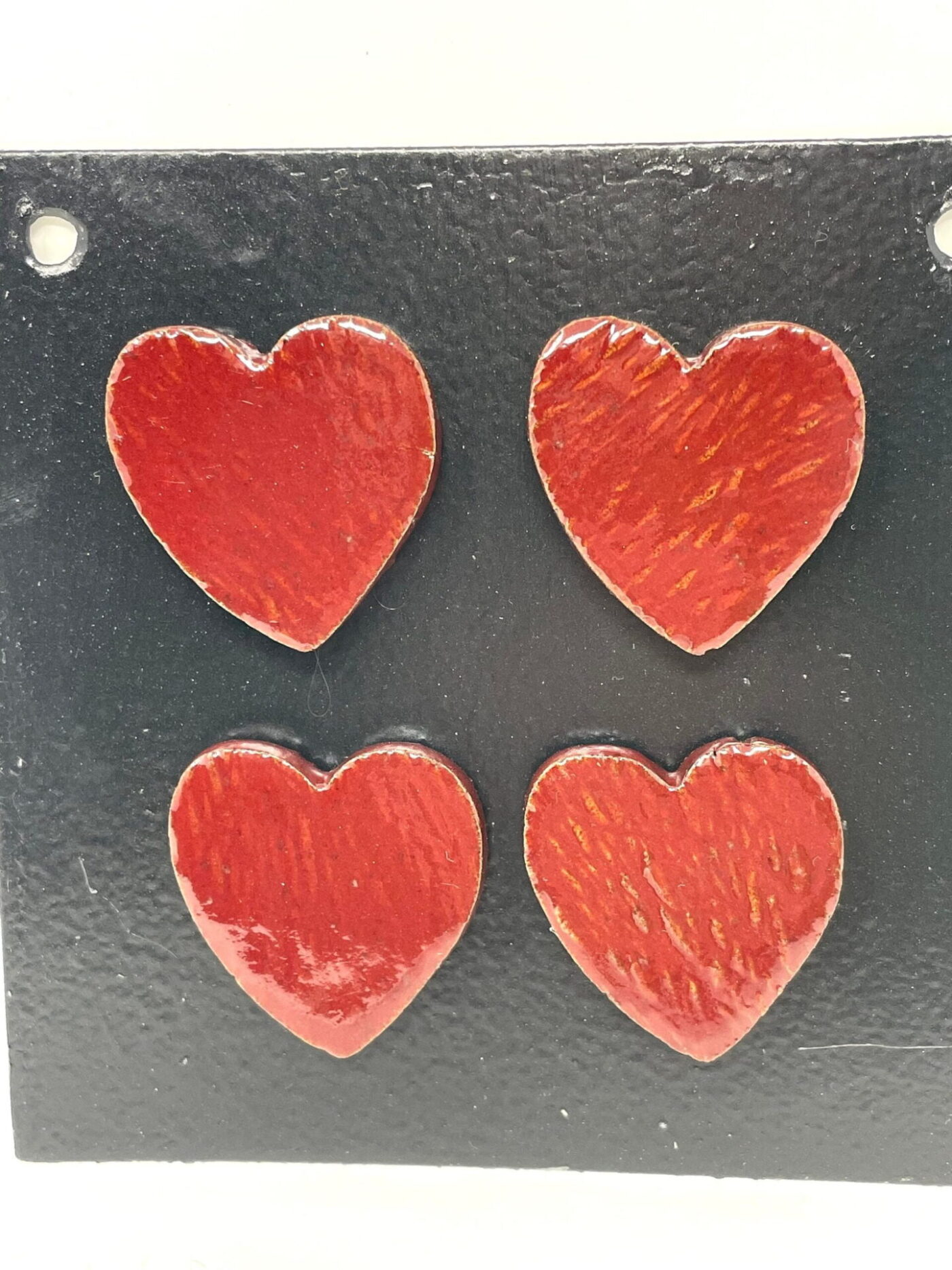 Firebrick Red Heart Magnets — Set of 4