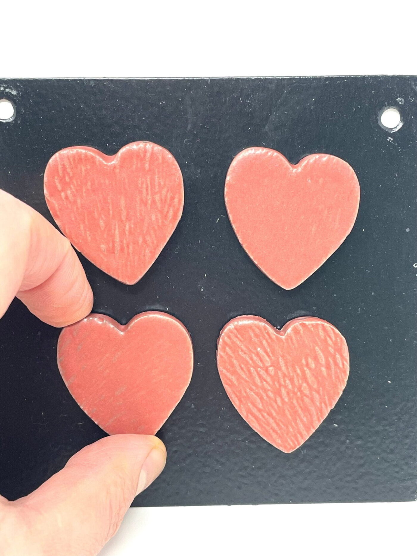 Satin Matte Red Heart Magnets — Set of 4