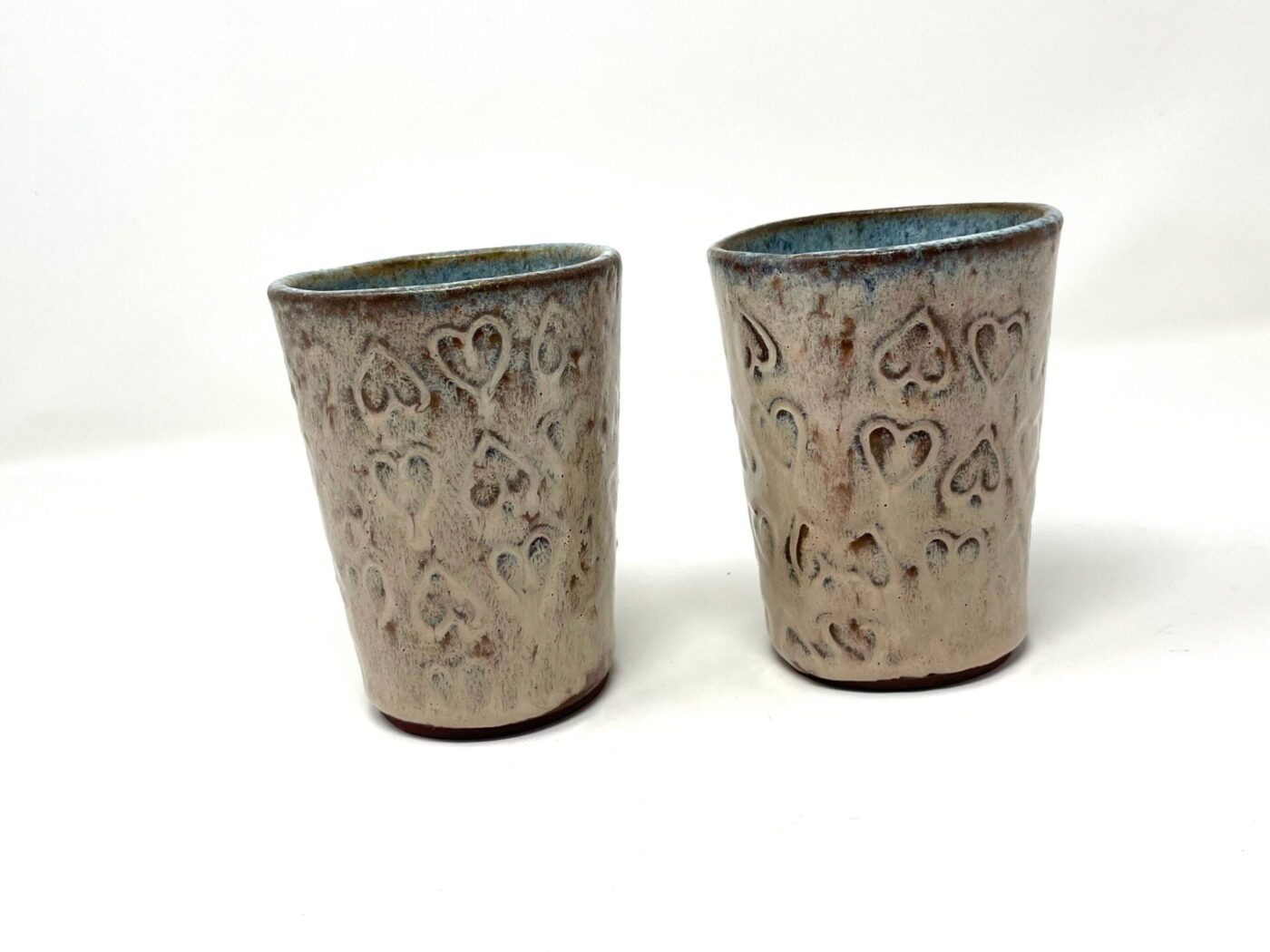 Light Pink Heart Ceramic Tumblers (Set of 2) — side view