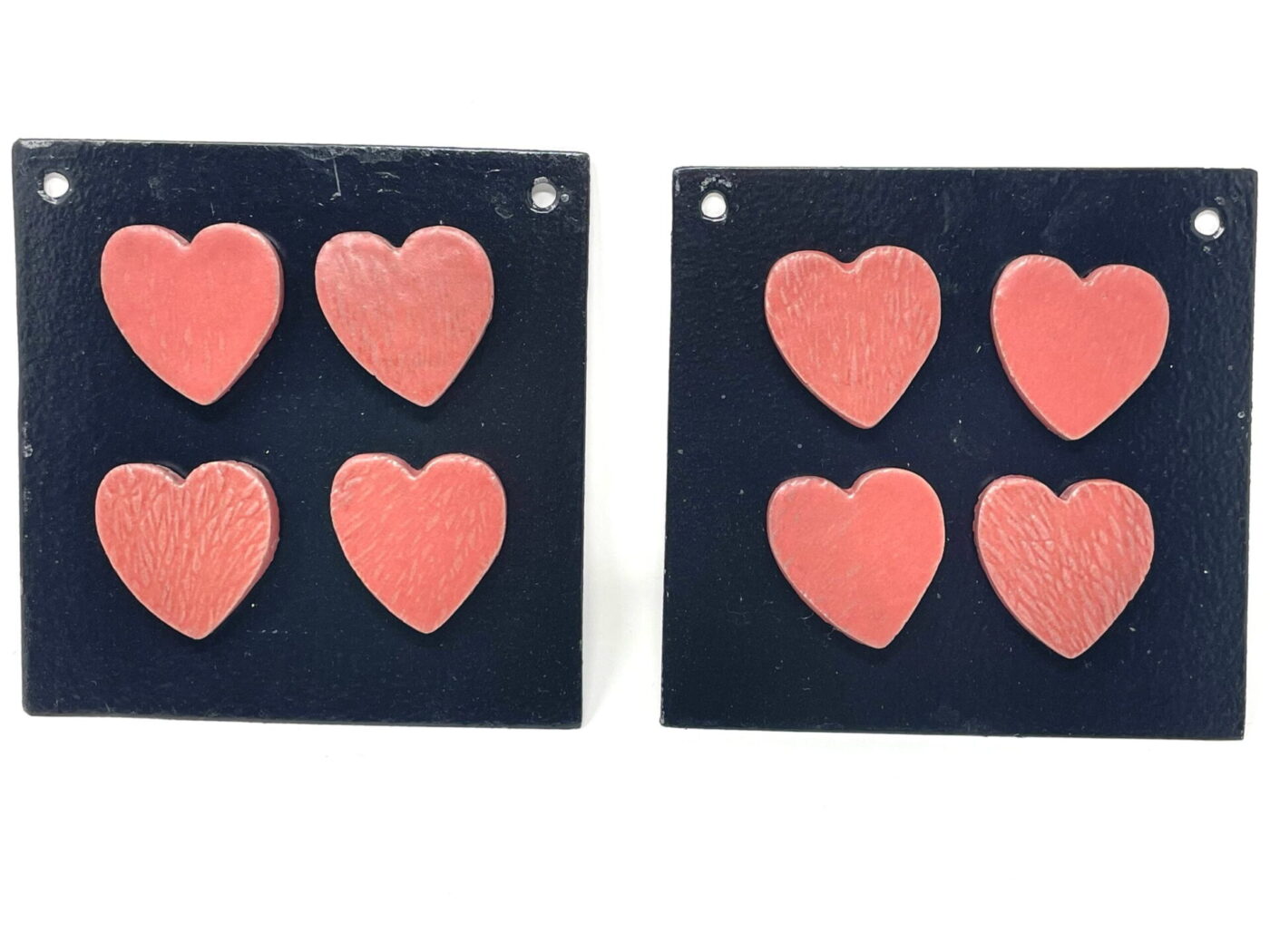 Satin Matte Red Heart Magnets — Set of 4 — alternate angle