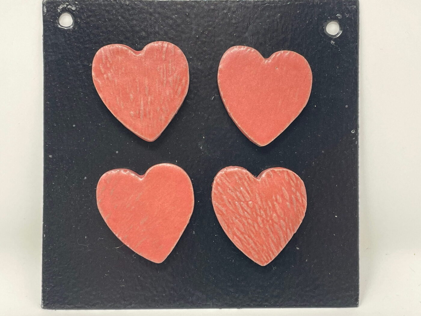 Satin Matte Red Heart Magnets — Set of 4 — side view