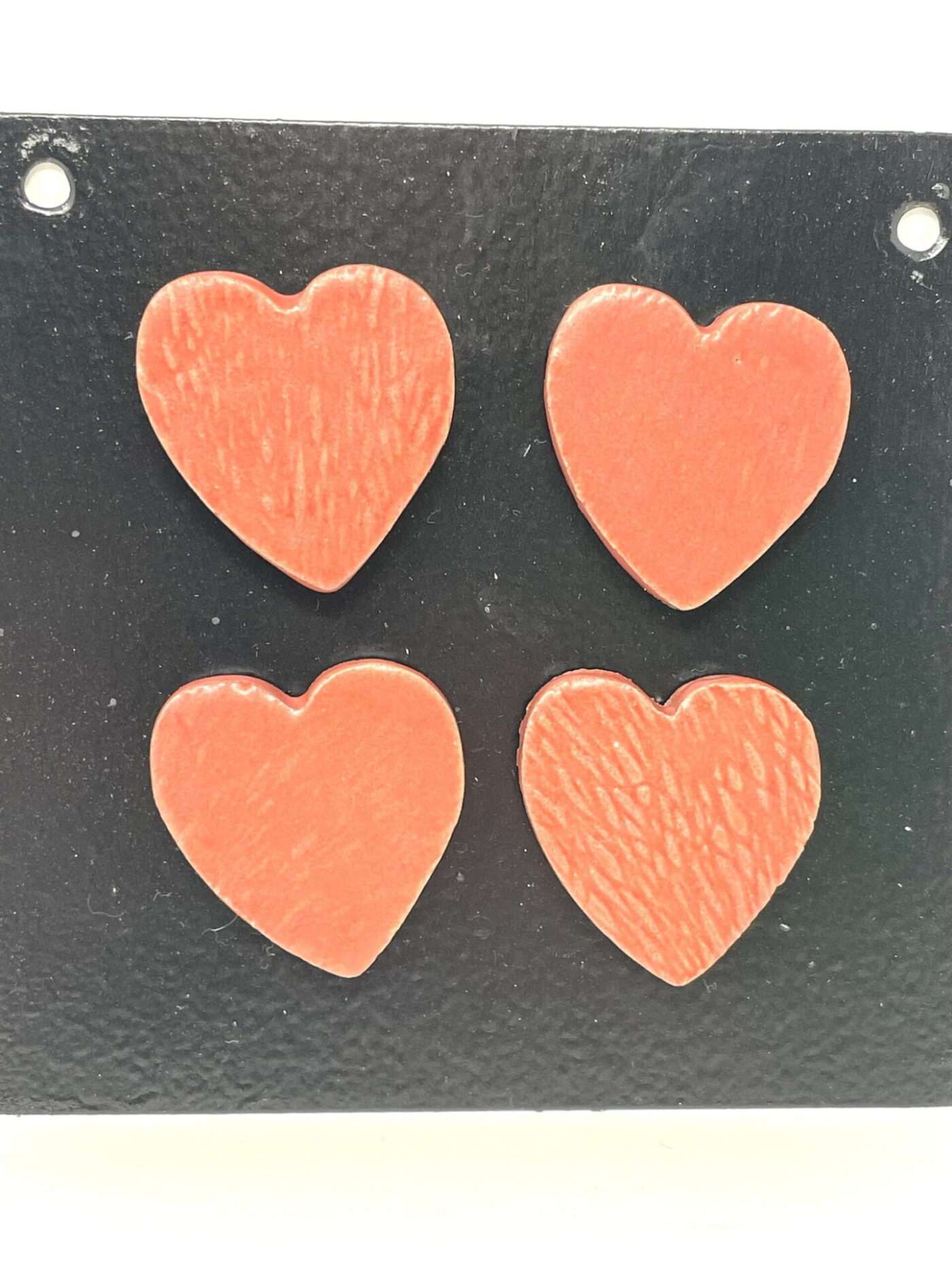 Satin Matte Red Heart Magnets — Set of 4 — back view