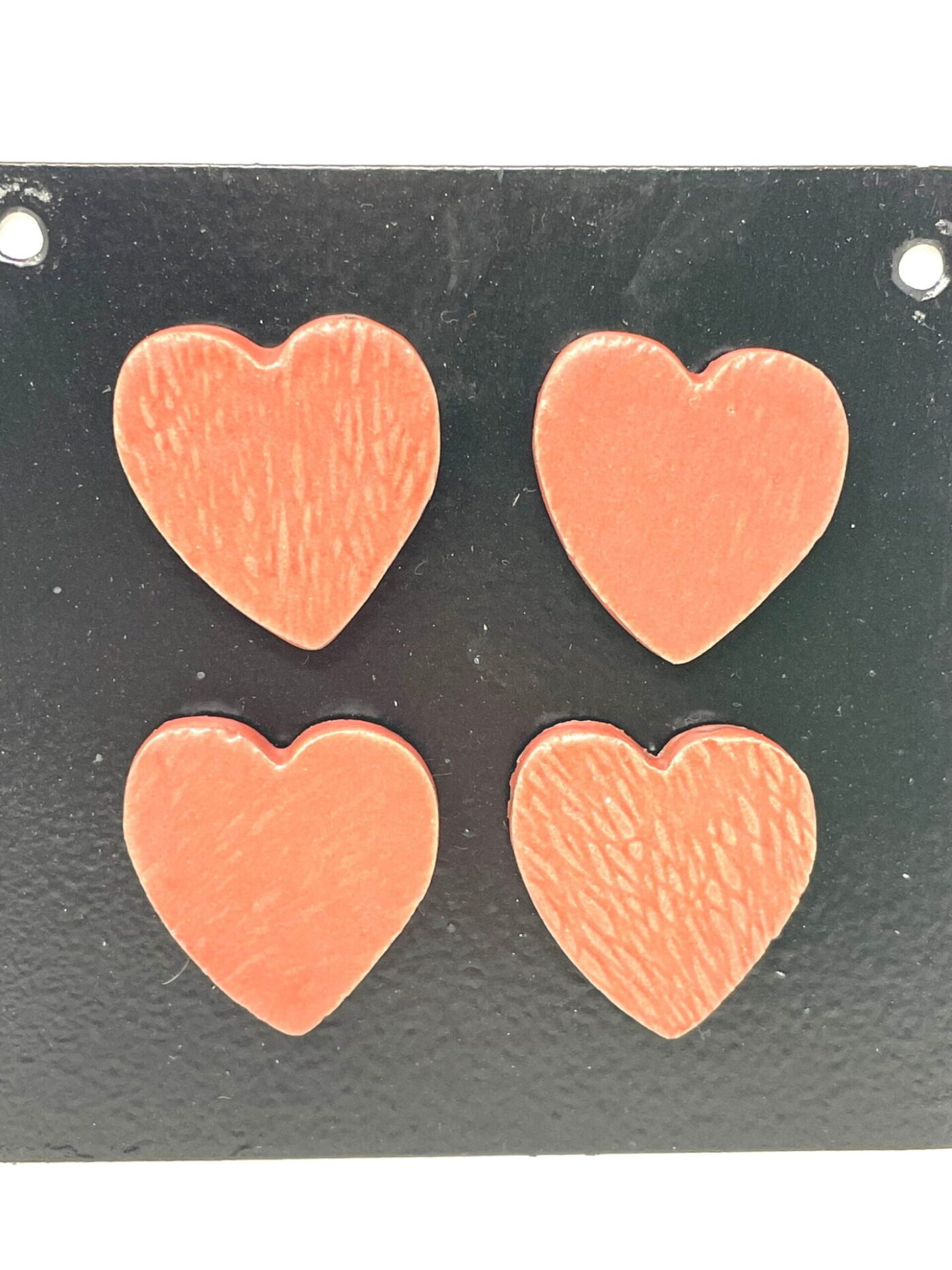 Satin Matte Red Heart Magnets — Set of 4 — top view
