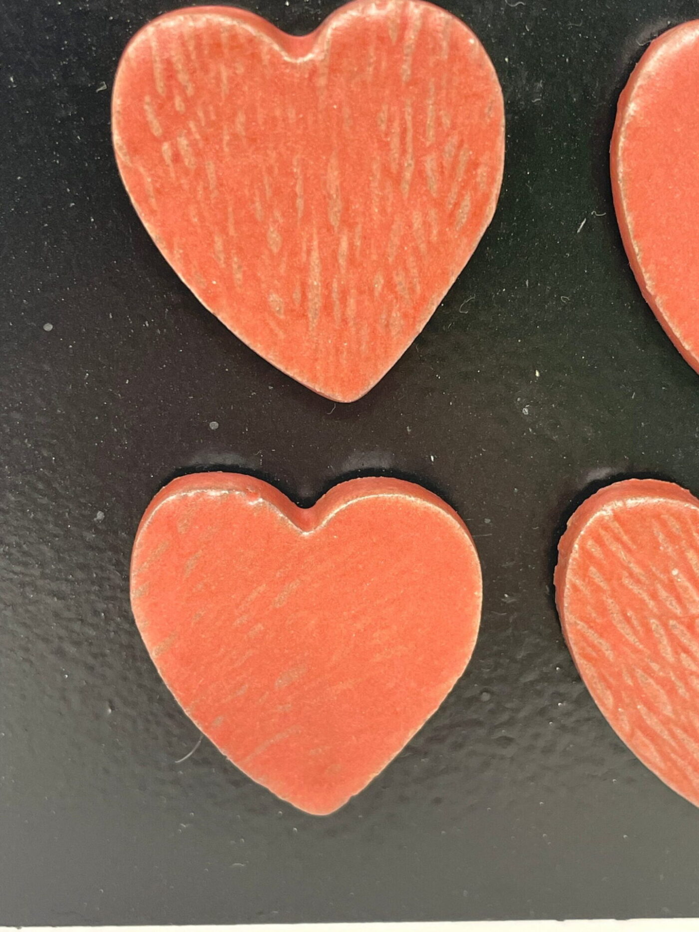 Satin Matte Red Heart Magnets — Set of 4 — scale view