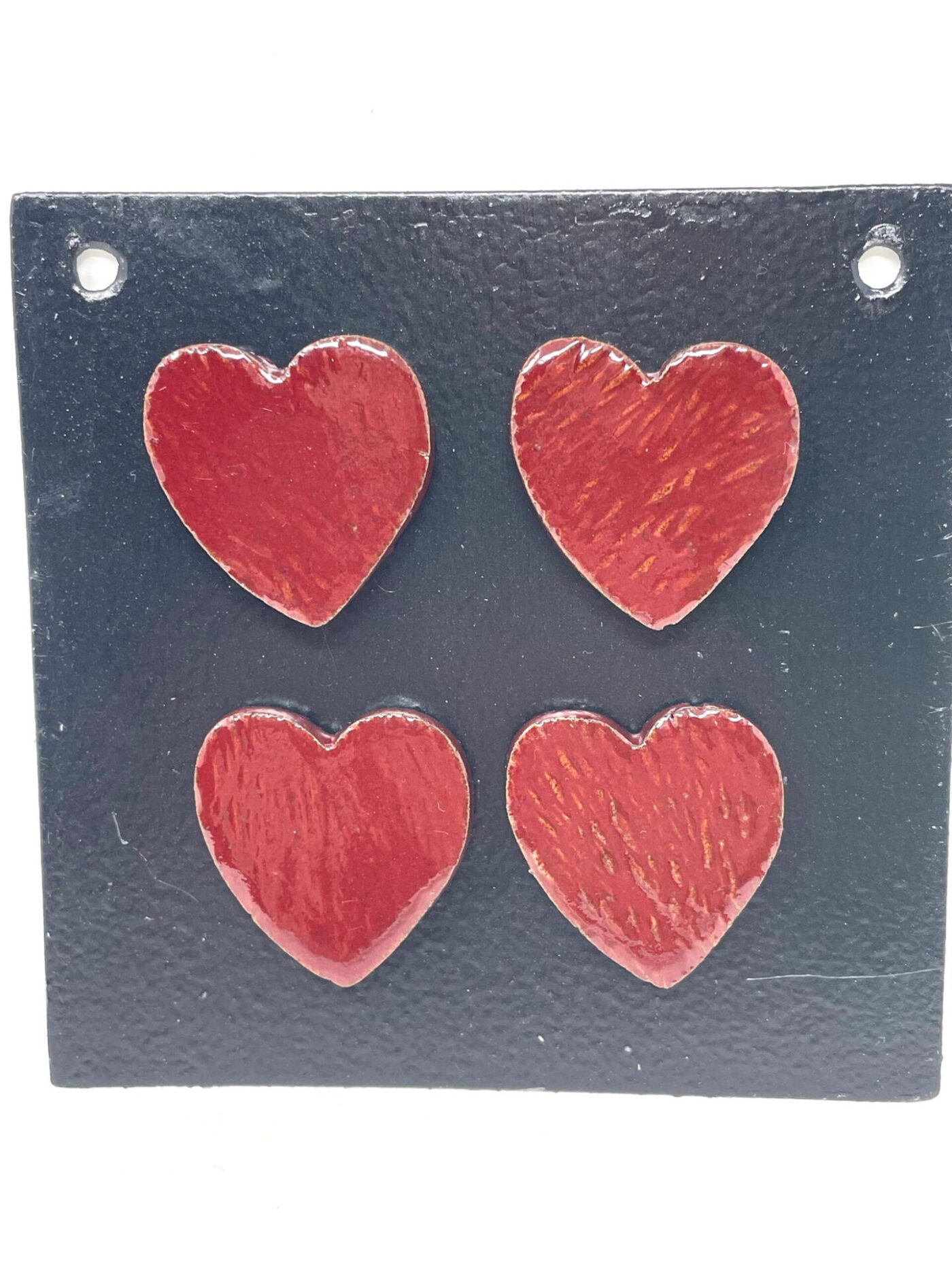 Firebrick Red Heart Magnets — Set of 4 — detail view