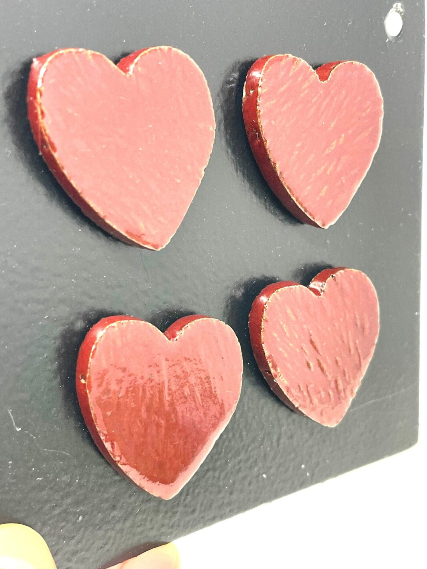 Firebrick Red Heart Magnets — Set of 4 — styling detail