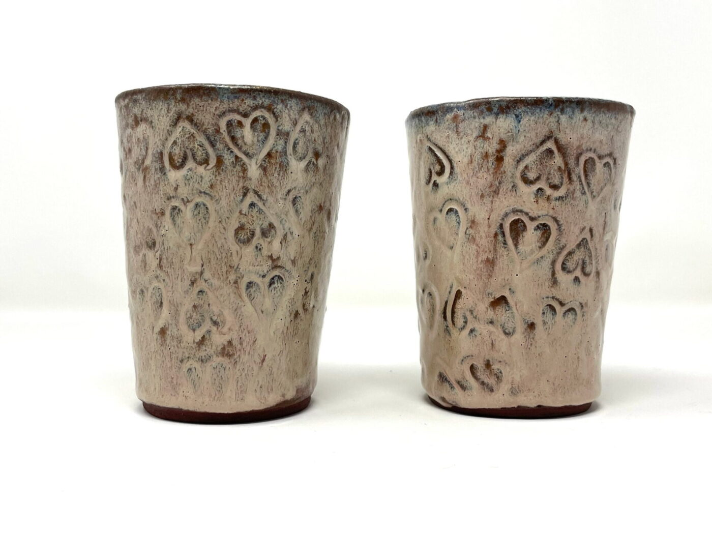 Light Pink Heart Ceramic Tumblers (Set of 2) — detail view