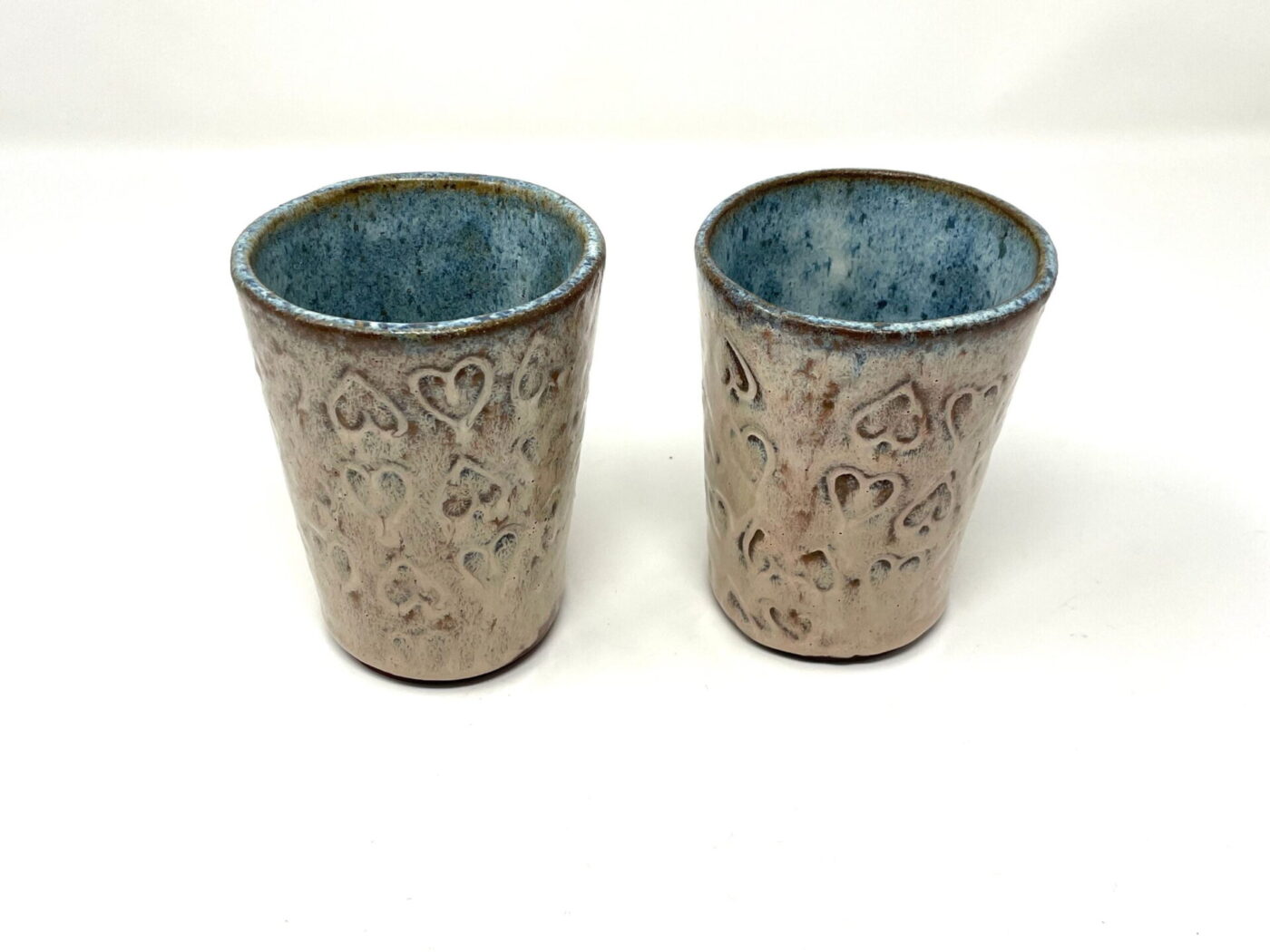 Light Pink Heart Ceramic Tumblers (Set of 2) — styling detail