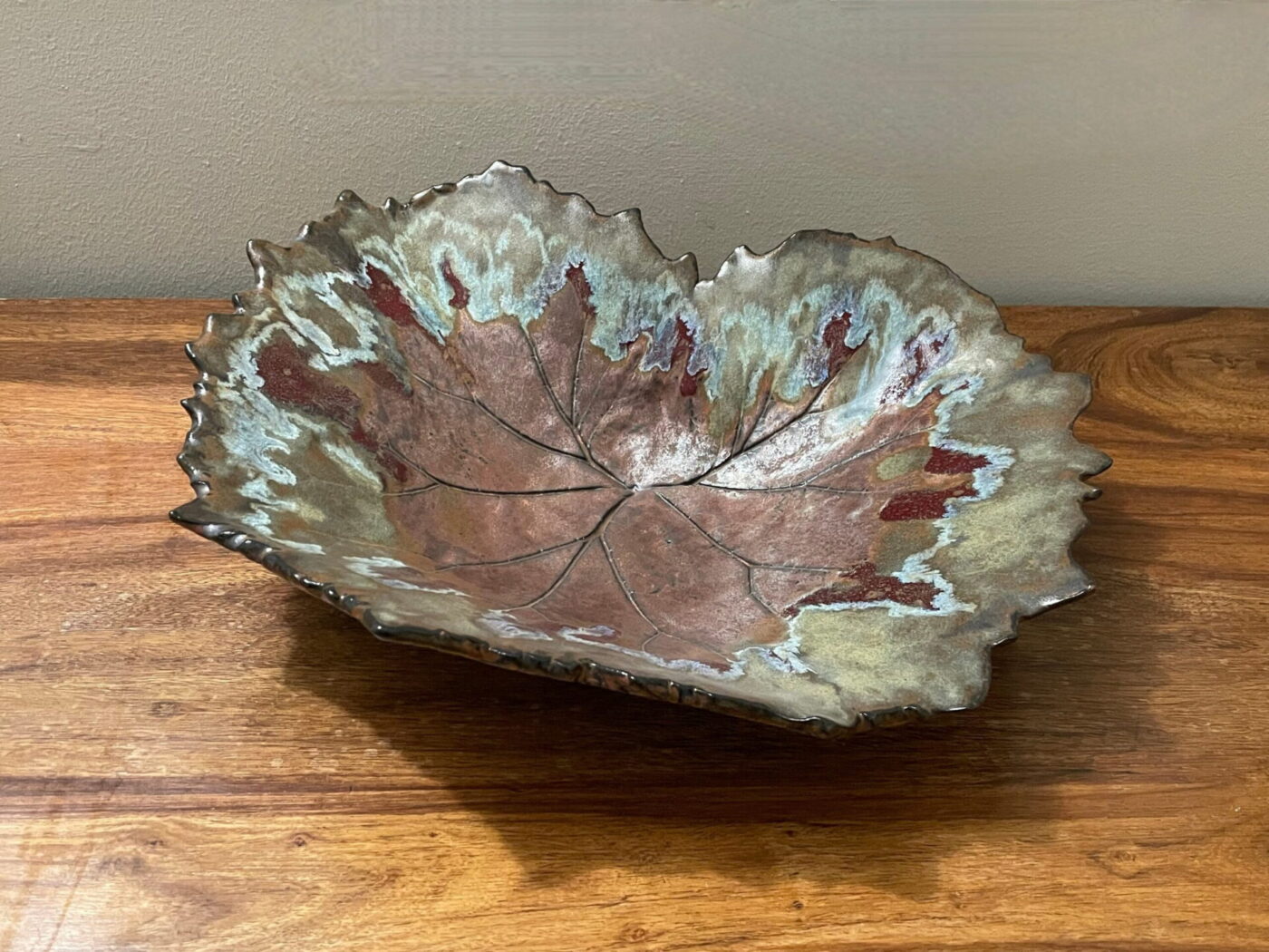 Large Bronze Autumn Leaf Bowl