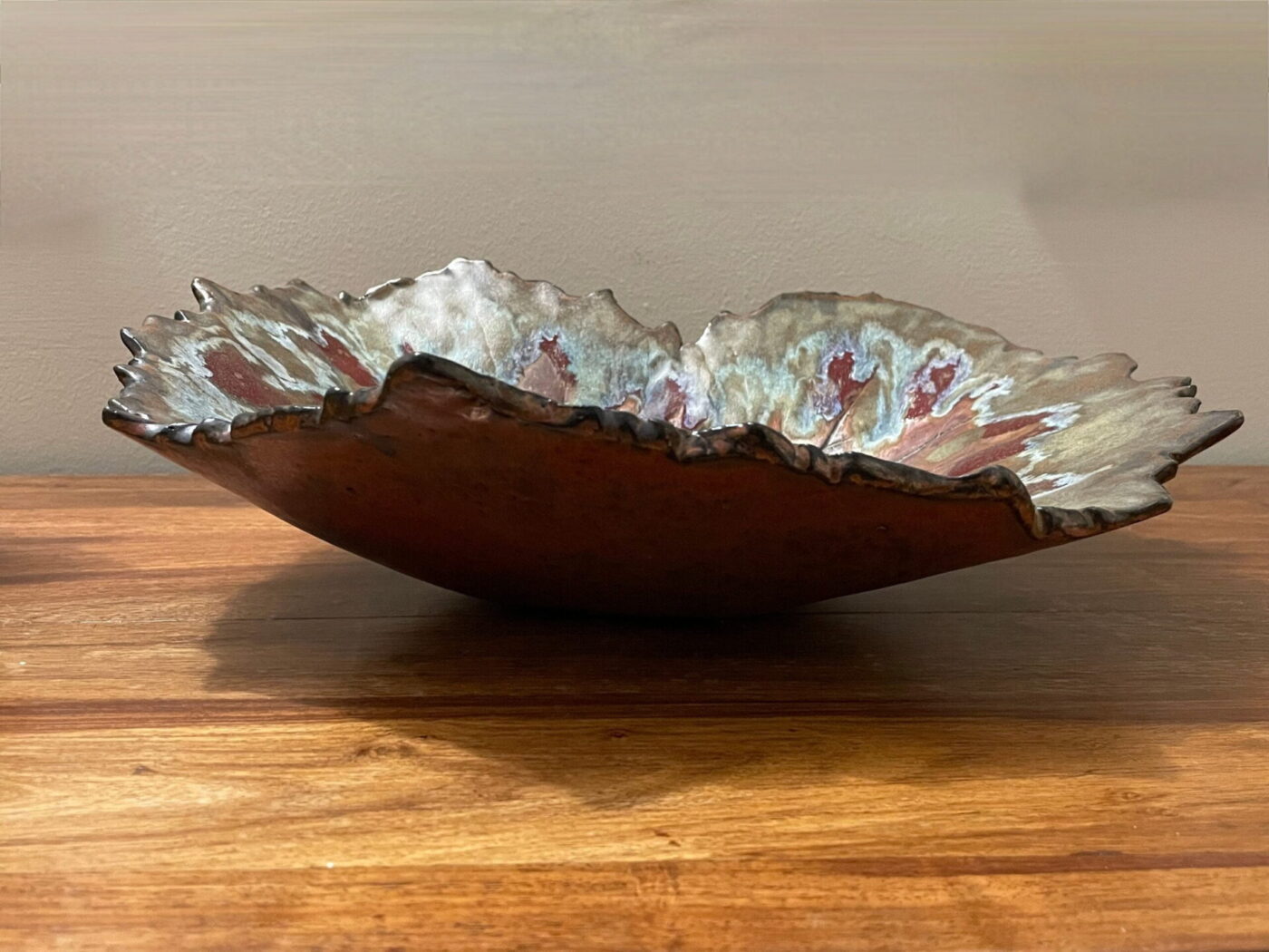 Large Bronze Autumn Leaf Bowl — alternate angle