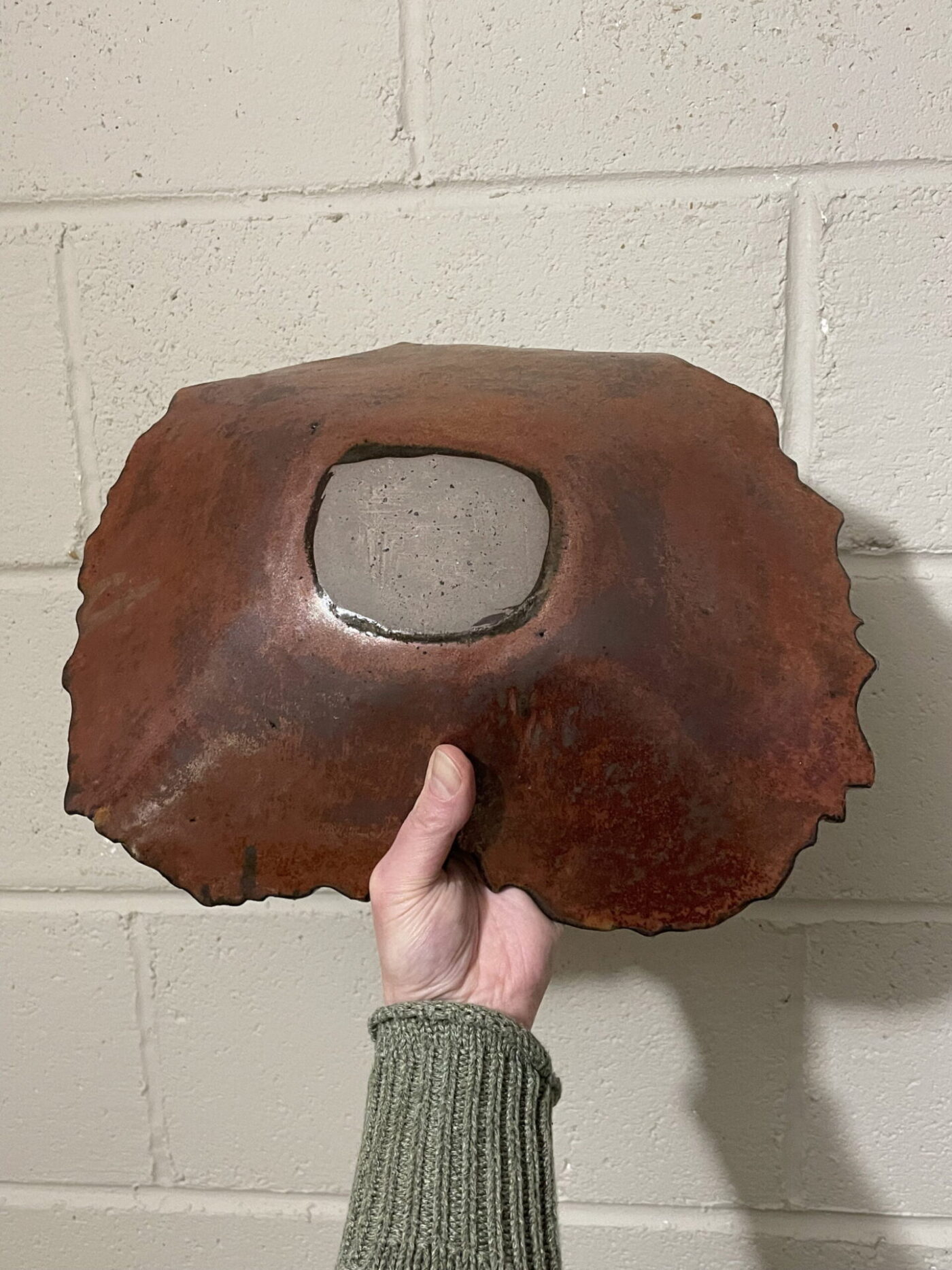 Large Bronze Autumn Leaf Bowl — styling detail