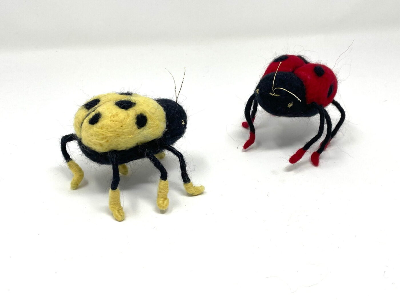 Wool Felted Ladybirds — Red & Yellow