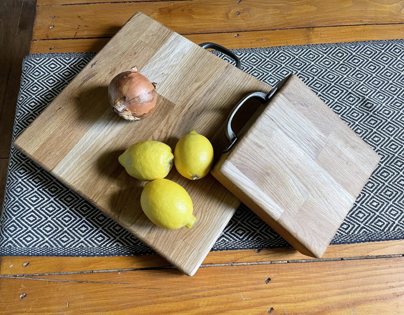 Oak Chopping Board with Handle — back view