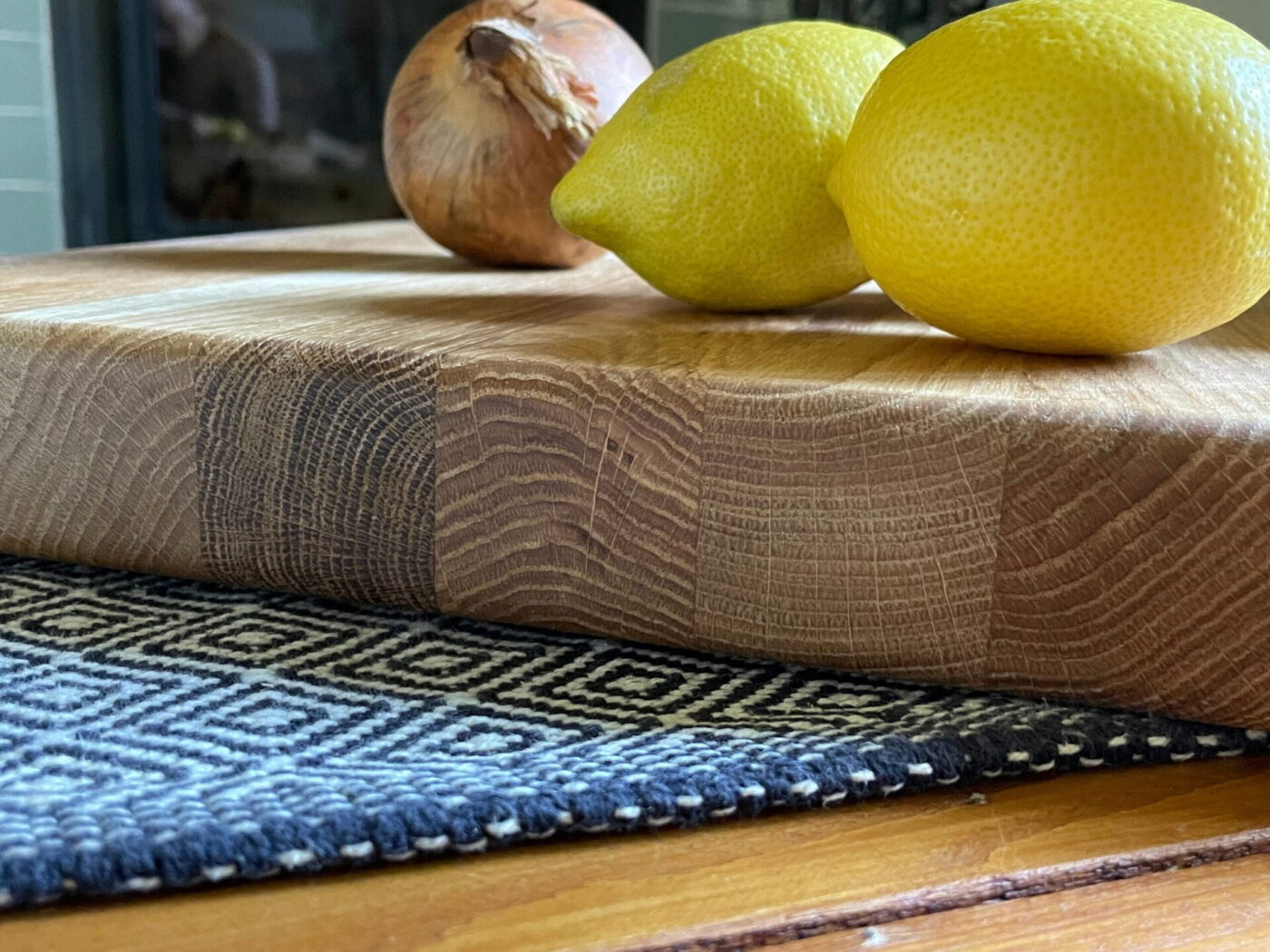 Oak Chopping Board with Handle — top view