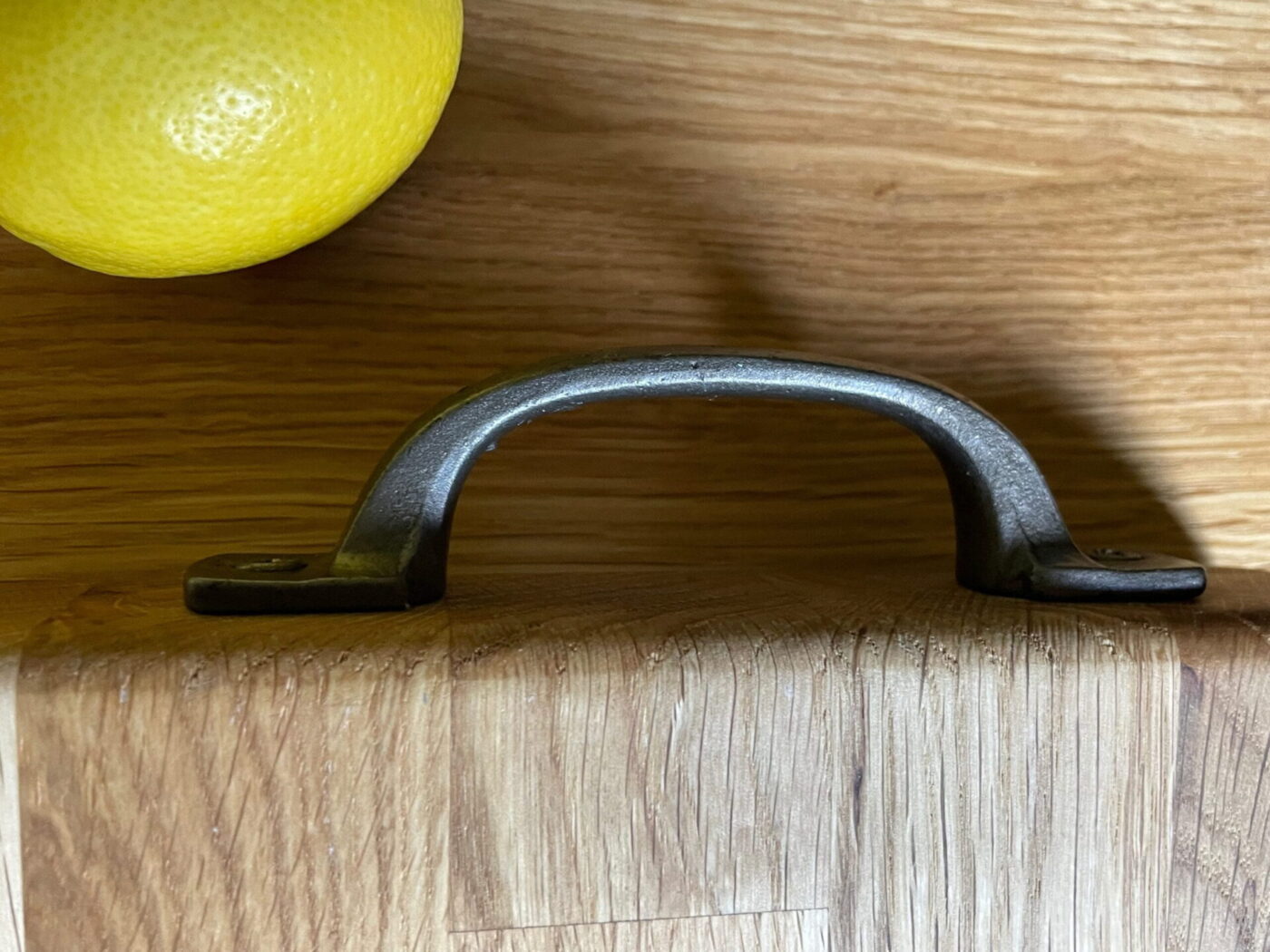 Oak Chopping Board with Handle — in use