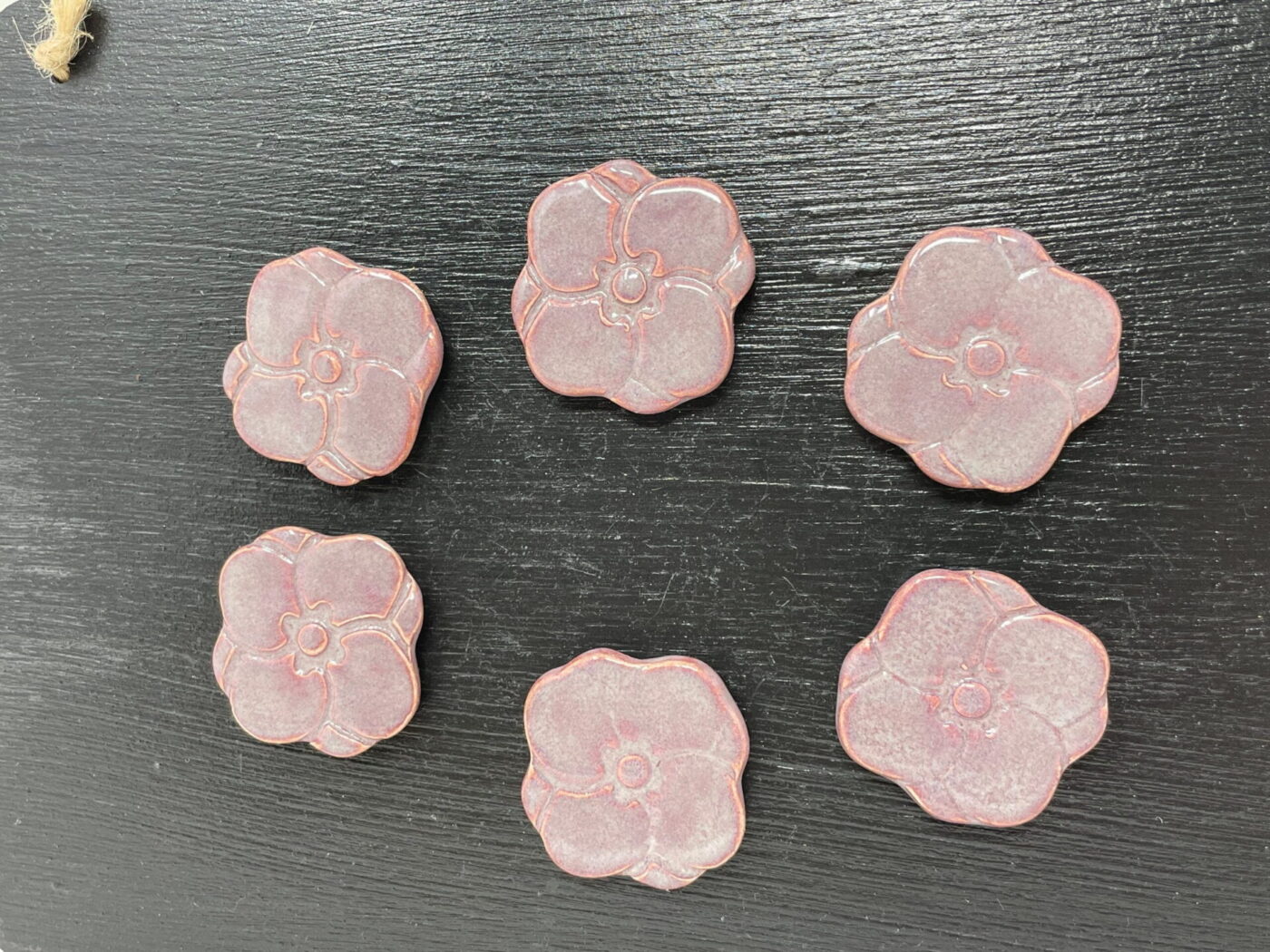 Purple Flower Ceramic Fridge Magnet Set (6) — styling detail