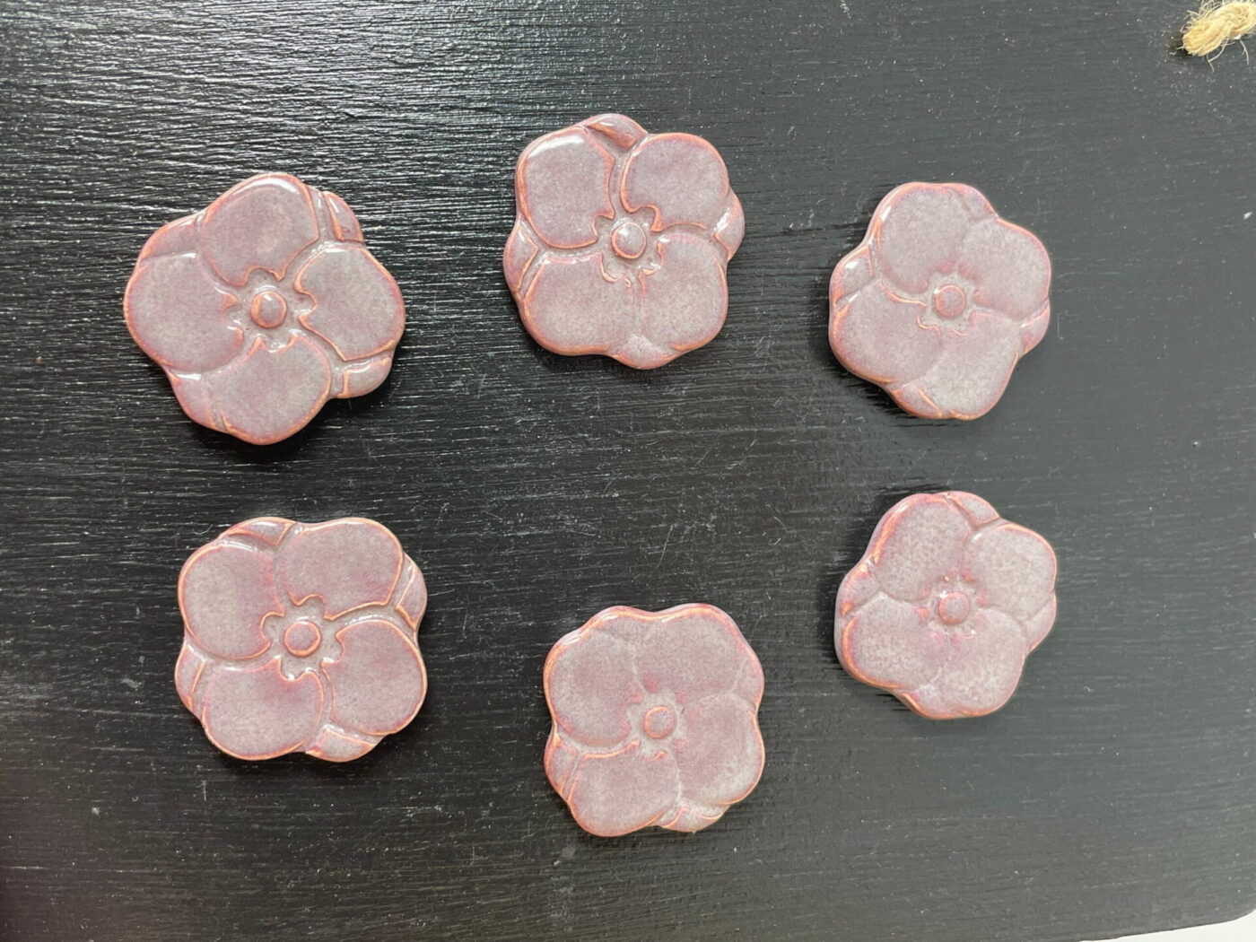 Purple Flower Ceramic Fridge Magnet Set (6) — alternate angle