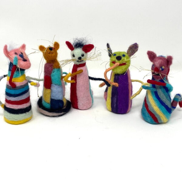 Handmade wool felted colorful funny cats / wool cats