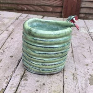 Hand built coiled ceramic stoneware snake pot / snake lovers gift