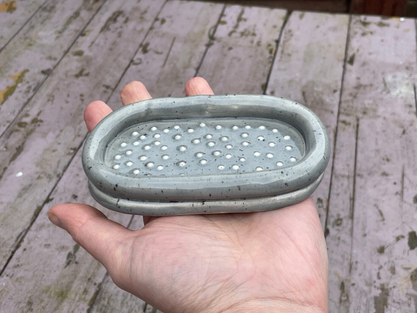 il_fullxfull.6070226509_tebq.jpg Grey Speckled Ceramic Soap Dish