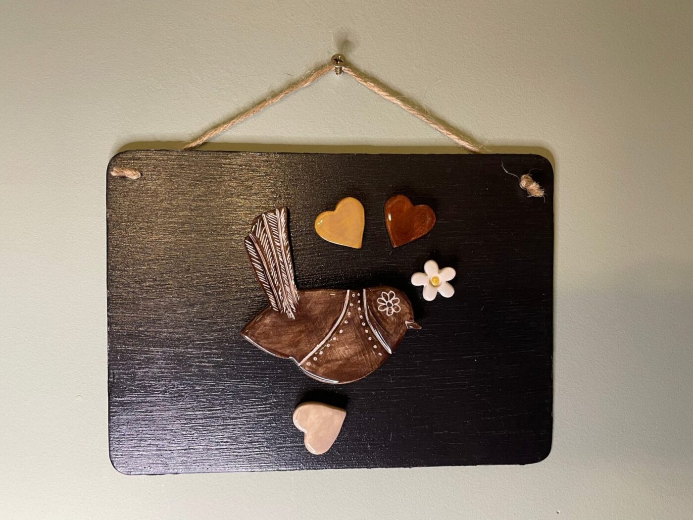 Autumn Magnet Set — Bird, Flower & Hearts — side view