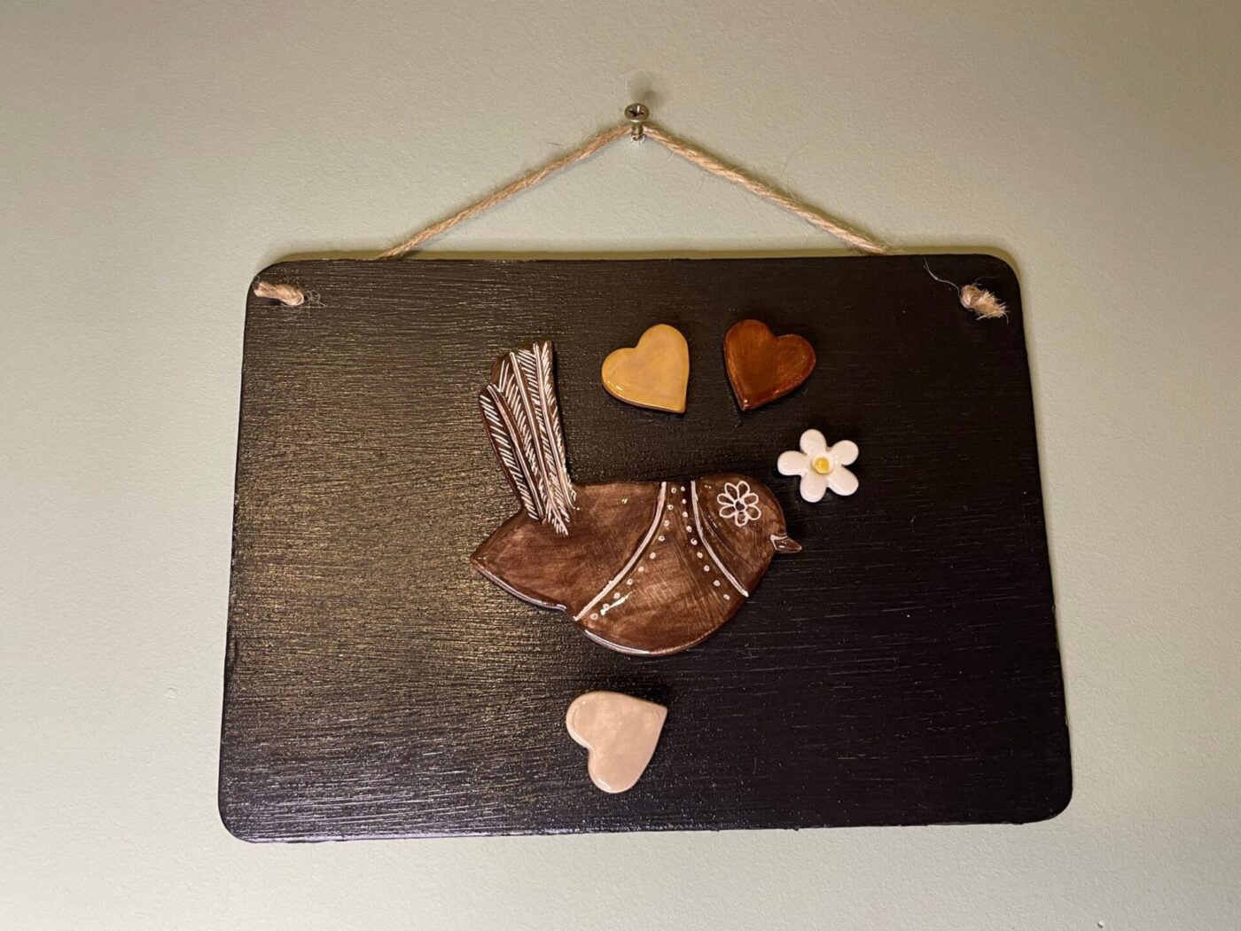 Autumn Magnet Set — Bird, Flower & Hearts — top view