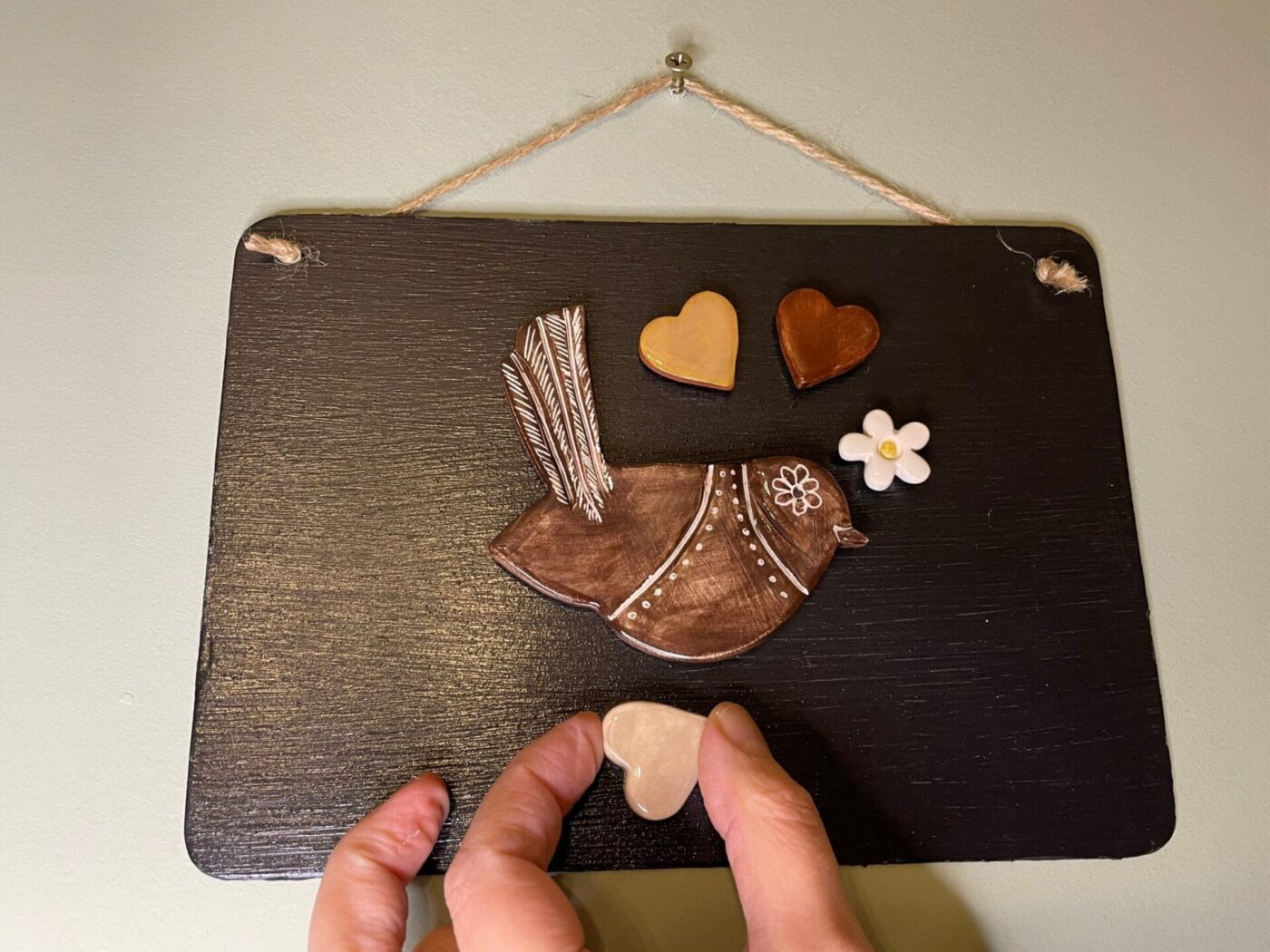 Autumn Magnet Set — Bird, Flower & Hearts — back view