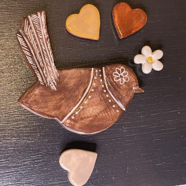 Autumn Magnet Set — Bird, Flower & Hearts