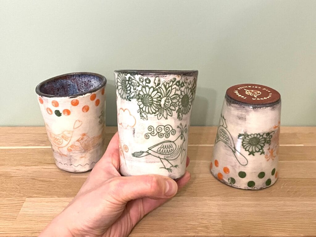 Aged Bird & Flower Ceramic Tumbler