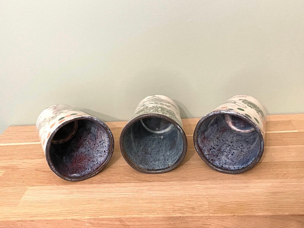 Aged Bird & Flower Ceramic Tumbler — detail view