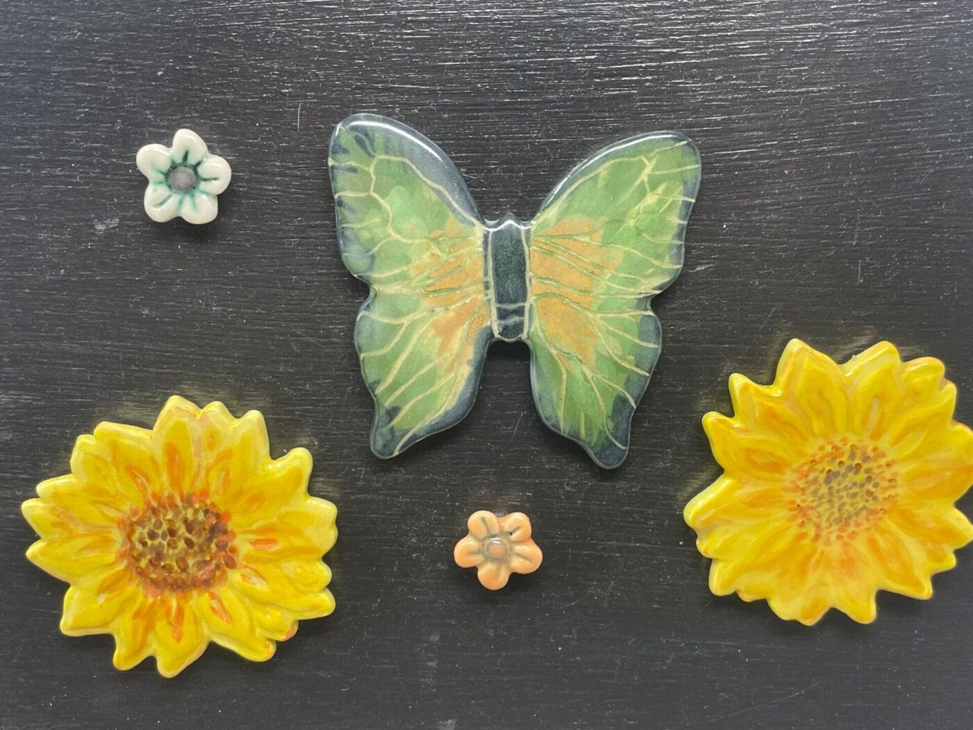 Butterfly, Yellow Flower & Mini Bloom Magnet Set