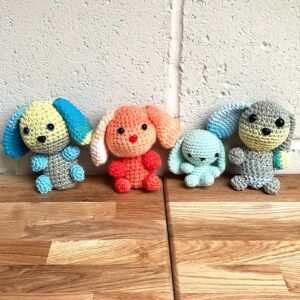 Hand Crocheted Stuffed Plush mini Rabbit: Adorable Bright-Colored Creation