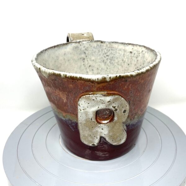 XXL Ceramic Mug — "R" Initial, Copper & Deep Red