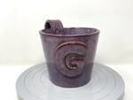 Handcrafted XL Ceramic Mug - 0.8 Litre Oversized Coffee Cup with Personalised “G” letter, Merlot Purple Glaze, Unique Pottery Gift