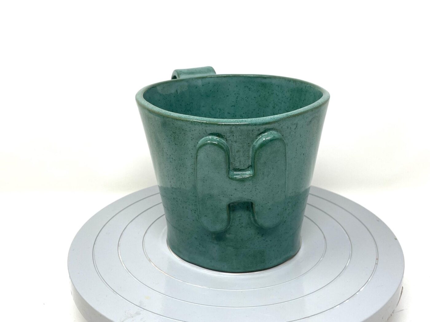 il_fullxfull.6328626318_3pd9.jpg XL Ceramic Mug — "H" Initial, Teal Green