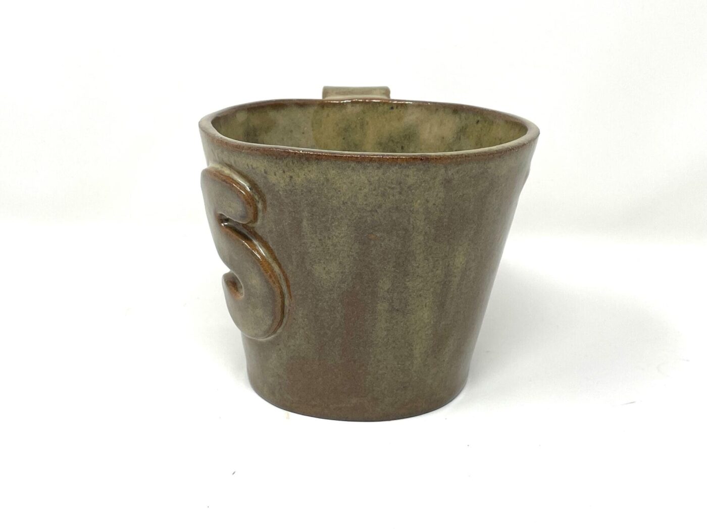 XL Ceramic Mug — "S" Initial, Light Brown — close-up