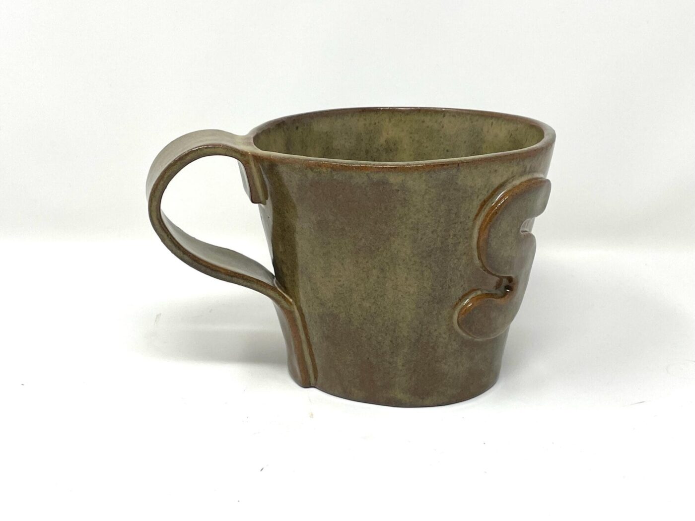 XL Ceramic Mug — "S" Initial, Light Brown — scale view
